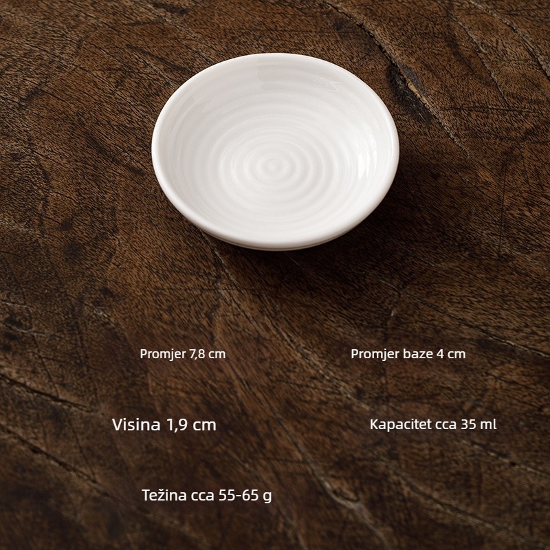 Posuda za začine s uzorkom valovitih linija, 35 ml, bijeli Dehua porcelan, keramički dip tanjur za ocat i umak od soje, za vrući lonac i roštilj