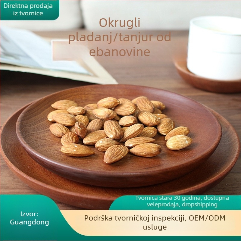 Kružne ploče od masivnog drveta crnog oraščića; pladnjevi za užinu i suho voće.