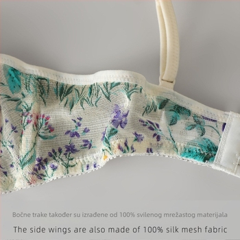 Tanak grudnjak od 100% Mulberry svile, mrežasti otisak, svilen dodir na koži, udoban, minimalistički stil, bez žice
