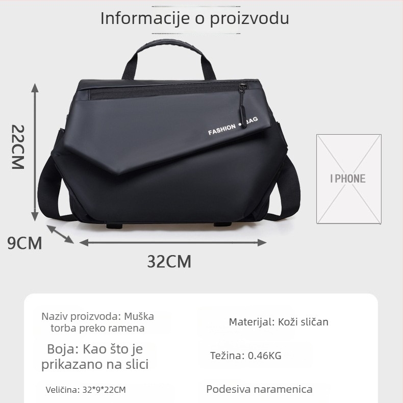 Muška vodootporna crossbody torba velikog kapaciteta za vožnju biciklom