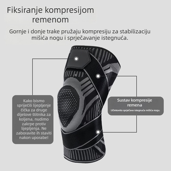 Traka za koljeno za jesensko-zimske vanjske aktivnosti s kompresijom, zaštita od udara i apsorpcija šokova, prozračna, za košarku, biciklizam, trčanje i planinarenje