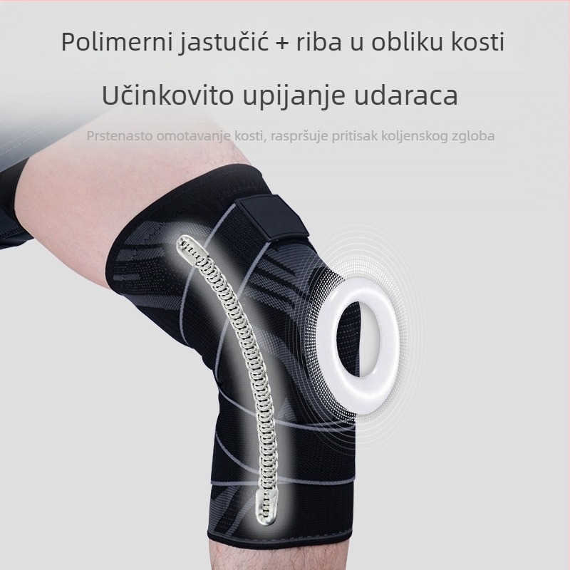Traka za koljeno za jesensko-zimske vanjske aktivnosti s kompresijom, zaštita od udara i apsorpcija šokova, prozračna, za košarku, biciklizam, trčanje i planinarenje