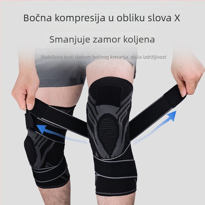 Traka za koljeno za jesensko-zimske vanjske aktivnosti s kompresijom, zaštita od udara i apsorpcija šokova, prozračna, za košarku, biciklizam, trčanje i planinarenje
