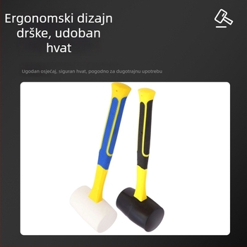 Gumeni čekić s vlaknastom drškom za postavljanje pločica i niveliranje; renovacijski alat s mogućnošću otiska biljnih obrazaca