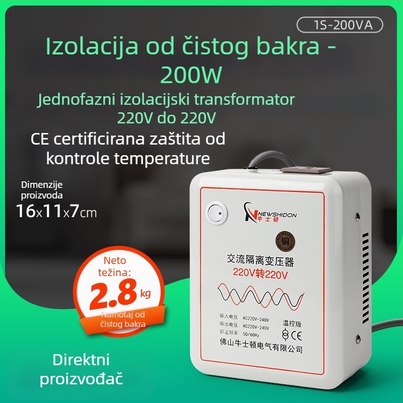 Izolacijski transformator od čistog bakra 220V na 220V s izlazima 36V, 48V, 24V, 12V, toroidni