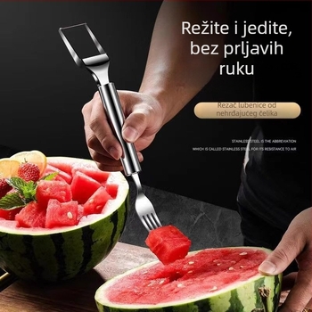 Nerđajući čelik dvostruko glavi rezač dinje i voćna vilica – višefunkcionalni alat za podjelu pulpe