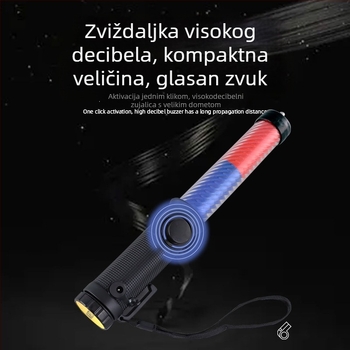 Prometna palica s LED crveno-plavim treperavim svjetlom, elektronička zviždaljka, ručno noćno svjetlo za nuždu i cestovni upozoravajući signal
