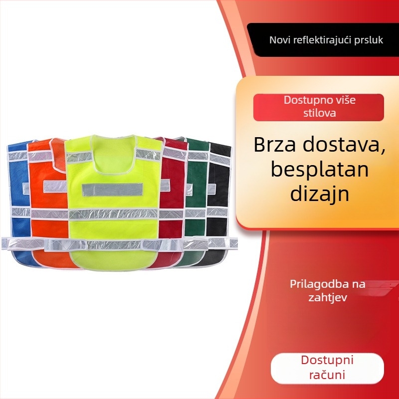Nova reflektirajuća sigurnosna vest za noćnu patrolu na cesti, sanitarne i građevinske poslove s ispisom