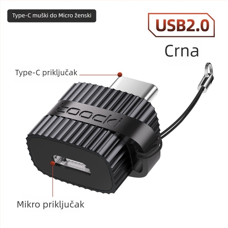 Toocki USB 3.0 A muški na USB-C ženski adapter za prijenosna računala OTG, s vertikalnim uzorkom