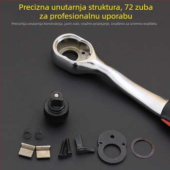 Set račvnih ključeva s dvostrukim pogonom, ravni držač 24 zuba i zakrivljeni držač 72 zuba, auto-mehanički alati