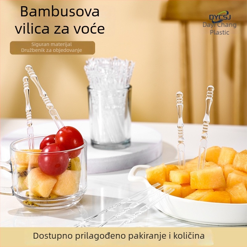 Jednokratna vilica za voće, debela i tvrda plastika za hranu, prozirna, za mooncake i štapiće za kolače