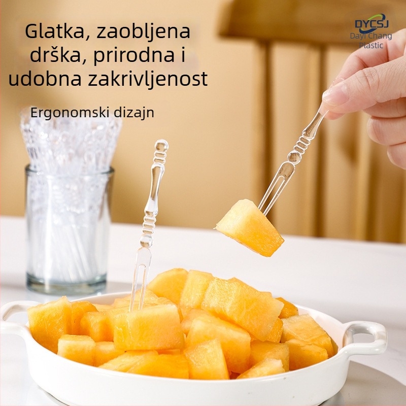 Jednokratna vilica za voće, debela i tvrda plastika za hranu, prozirna, za mooncake i štapiće za kolače