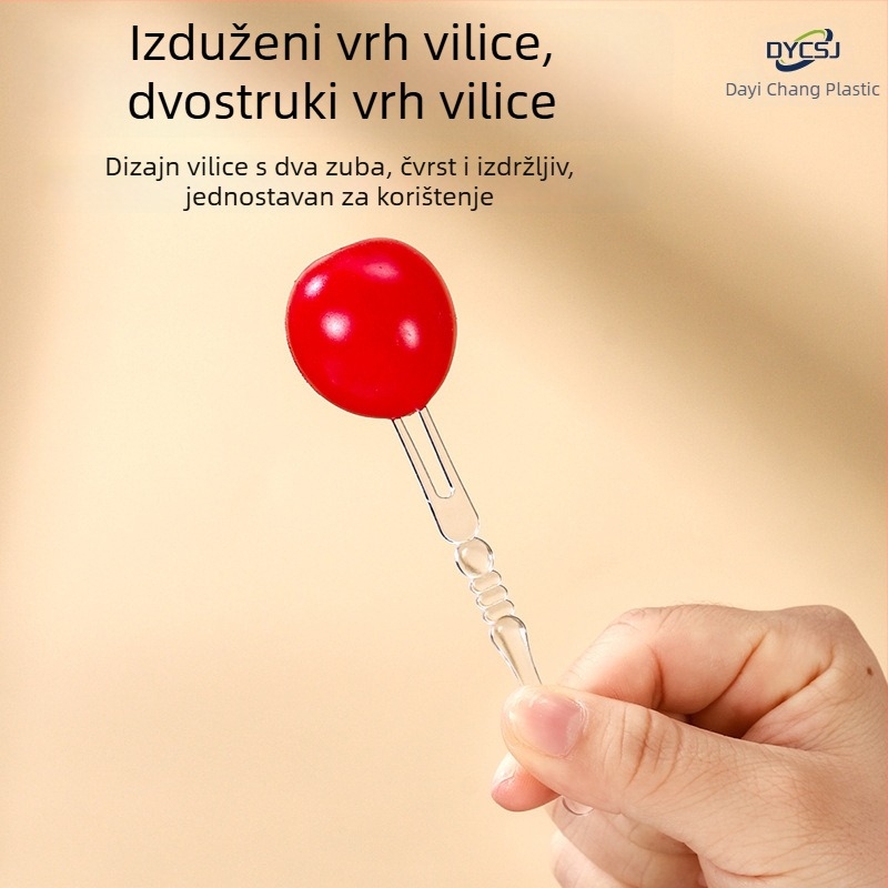 Jednokratna vilica za voće, debela i tvrda plastika za hranu, prozirna, za mooncake i štapiće za kolače
