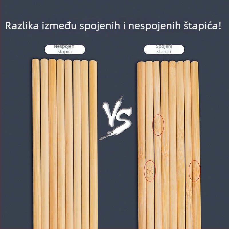 Karbonizirane bambus štapiće za jelo, za kućnu i restoransku upotrebu, prirodni jednokratni, protuklizni, izdržljivi, zajednička kupnja