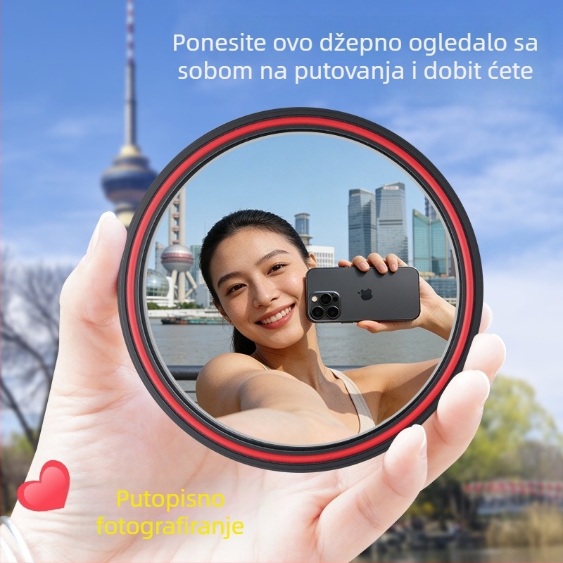 Putničko zrcalo za fotografiranje, malo kružno konveksno zrcalo, prenosno ručno zrcalo za selfie