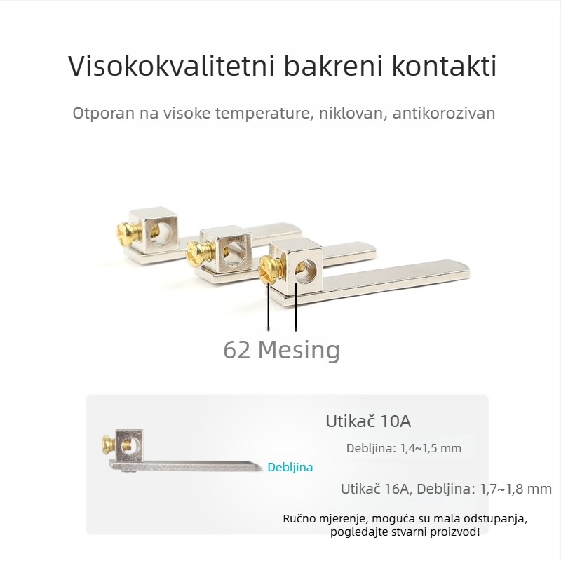 Napajni utikač 16A s odvojivim kabelom, trokutasti utikač 220V, 10A trokopolni utikač, veleprodaja