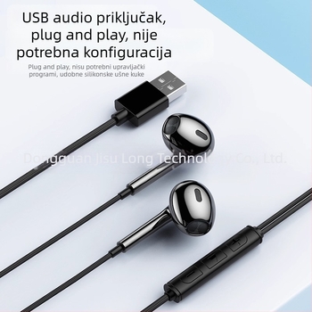 USB žične slušalice s mikrofonom, 2,5 m kabel, za PC i laptop, visokokvalitetan zvuk, gaming, polu-ušni dizajn