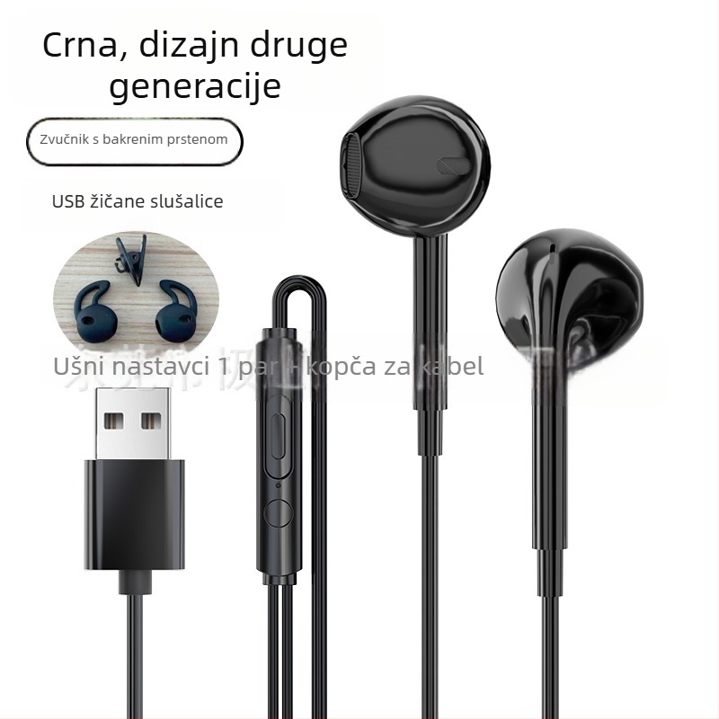 USB žične slušalice s mikrofonom, 2,5 m kabel, za PC i laptop, visokokvalitetan zvuk, gaming, polu-ušni dizajn