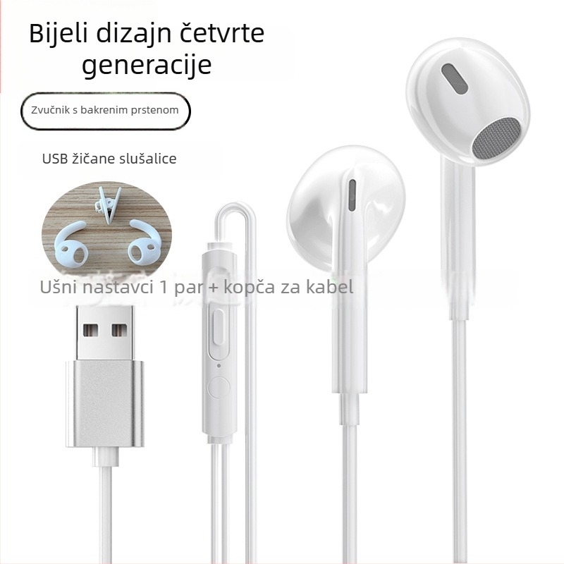 USB žične slušalice s mikrofonom, 2,5 m kabel, za PC i laptop, visokokvalitetan zvuk, gaming, polu-ušni dizajn