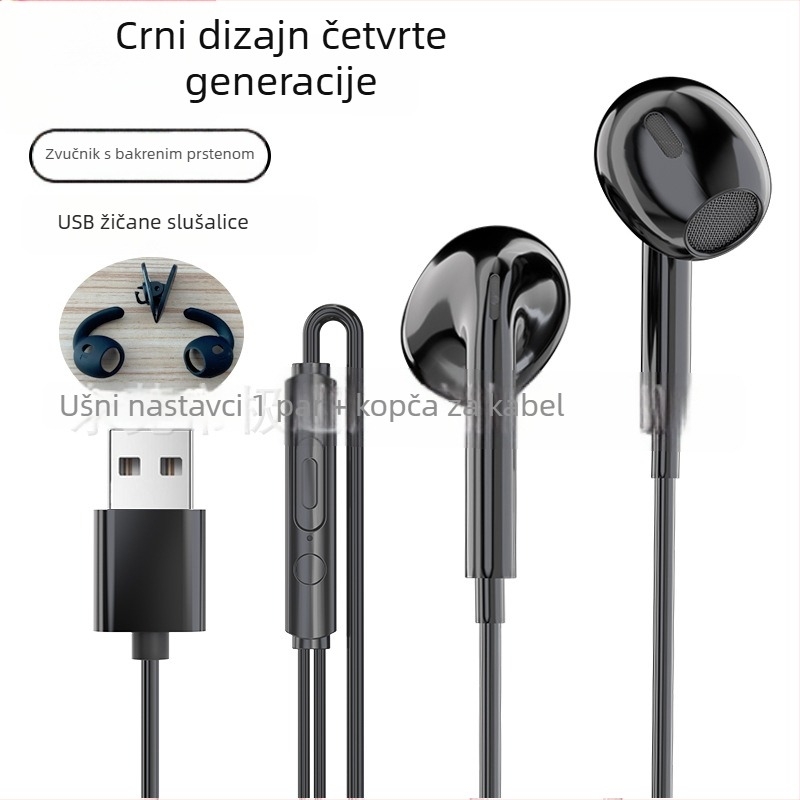 USB žične slušalice s mikrofonom, 2,5 m kabel, za PC i laptop, visokokvalitetan zvuk, gaming, polu-ušni dizajn