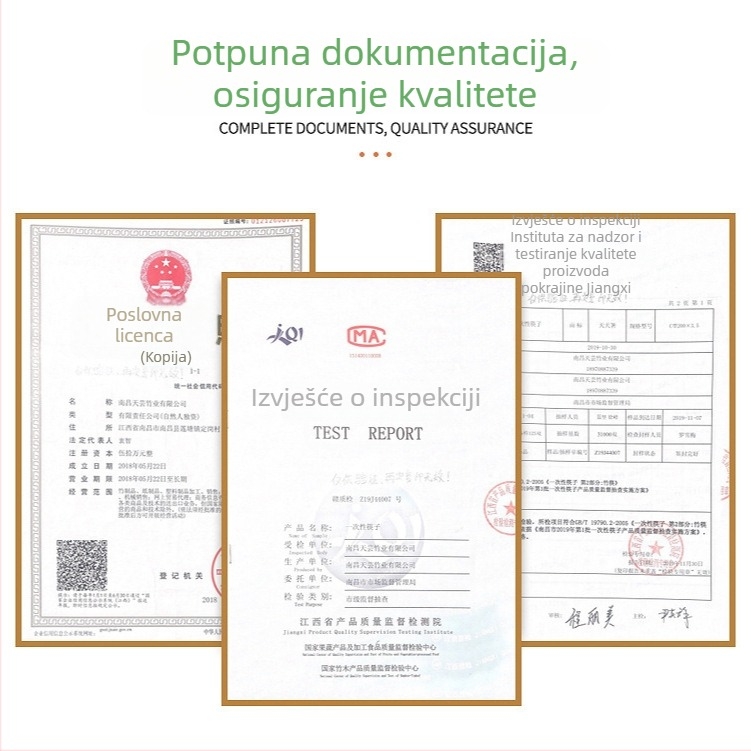 Jednokratne bambus štapiće za jelo, dugi i debeli, 50 pari u pakiranju, prehrambena kvaliteta, za komercijalnu upotrebu.