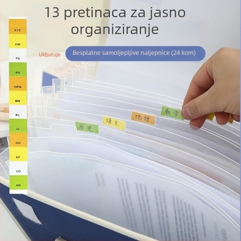Kanvas torba s harmonika dizajnom velikog kapaciteta za učenike, A4 format, višeslojna torba za dokumente i ispite, višenamjenska