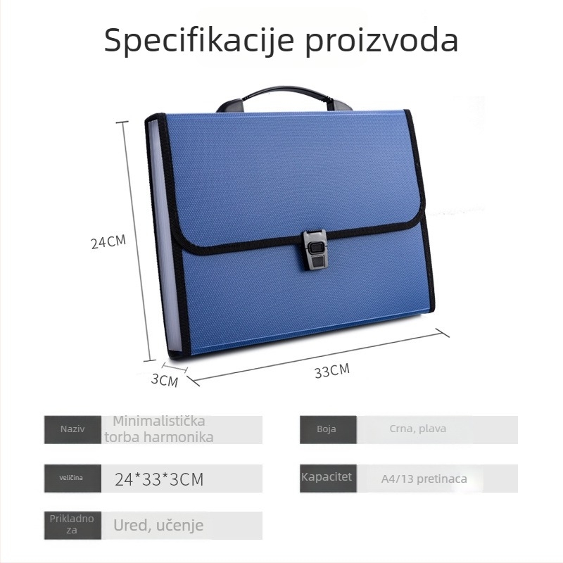 Studentska prijenosna harmonika mapa za dokumente i ispite, višeslojna organizacija, A4 PP mapa