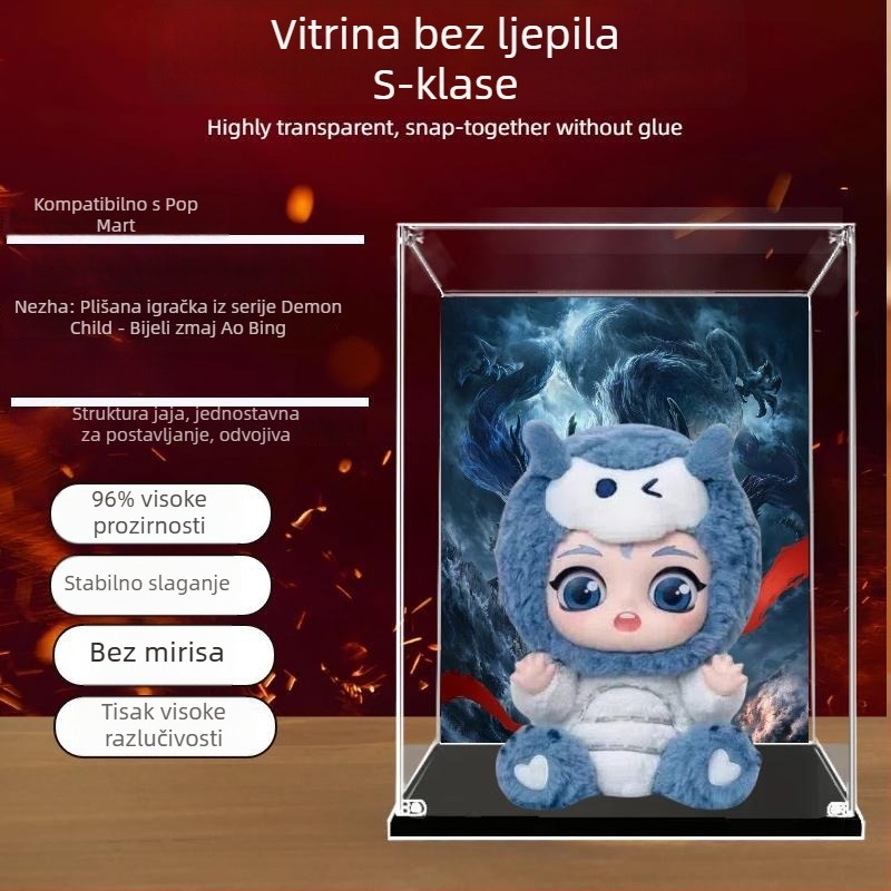 Akrilna kutija za izlaganje vinyl figurama Nezha i Ao Bing – zaštita od prašine