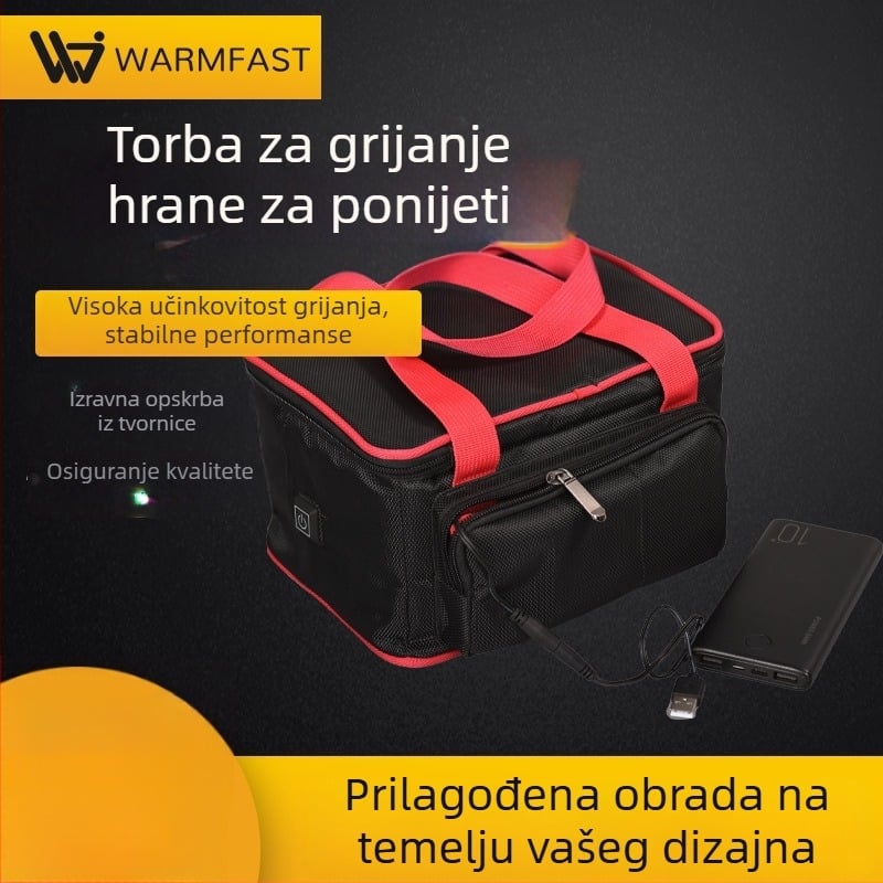 Prijenosna grijaća torba za hranu USB 5V/7.4V, dvostruke namjene za auto, ured i vanjsku upotrebu
