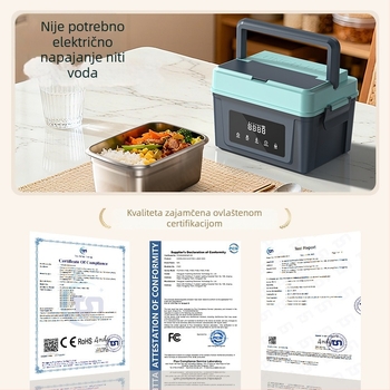 Bežično izolirano kutija za obrok za studente i uredske djelatnike, prijenosna pametna kutija za obrok s grijanjem bez dodavanja vode