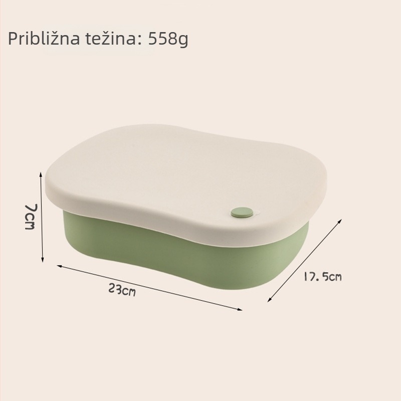 Kutija za ručak od silikona visoke kvalitete s pregradom; velikog kapaciteta; održava obrok topao i svjež u hladnjaku; nije pogodna za mikrovalnu
