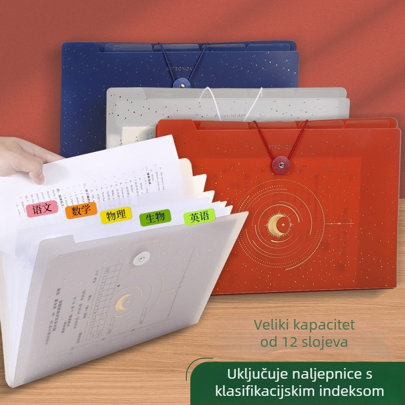 A4 brončano zvjezdano retro harmonika organizator za učenike, s više odjeljaka za organizaciju dokumenata