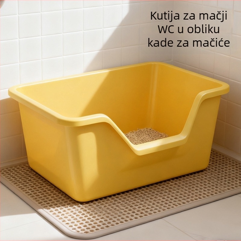 Poluzatvorena kutija za mačji pijesak za mačiće, s debelim visokim zidom i dizajnom protiv rasipanja