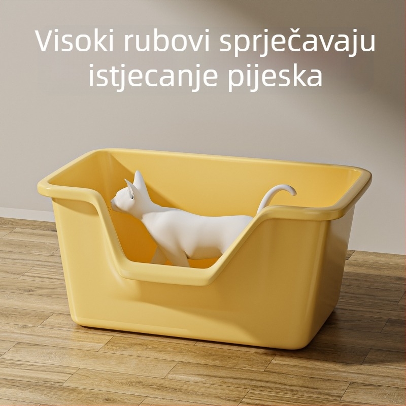 Poluzatvorena kutija za mačji pijesak za mačiće, s debelim visokim zidom i dizajnom protiv rasipanja