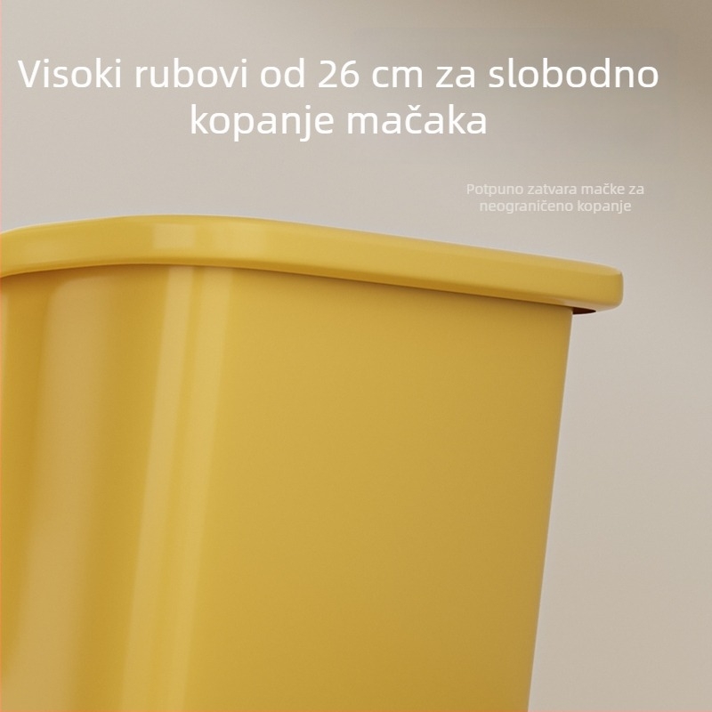 Poluzatvorena kutija za mačji pijesak za mačiće, s debelim visokim zidom i dizajnom protiv rasipanja