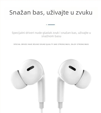 Žične in-ear slušalice s mikrofonom i inline upravljanjem, 3,5 mm, 1,2 m, četiri dinamička drajvera