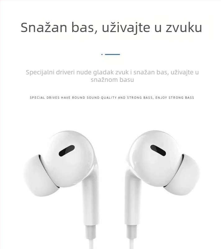 Žične in-ear slušalice s mikrofonom i inline upravljanjem, 3,5 mm, 1,2 m, četiri dinamička drajvera