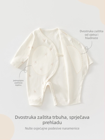 Bebin pamukasti kombinezon, bez kostiju, 0–6 mjeseci, s vezicama, monaški stil, jesenski