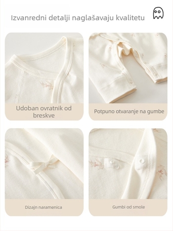 Bebin pamukasti kombinezon, bez kostiju, 0–6 mjeseci, s vezicama, monaški stil, jesenski