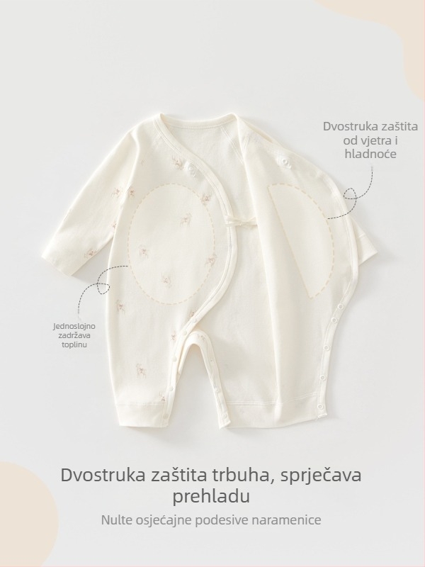 Bebin pamukasti kombinezon, bez kostiju, 0–6 mjeseci, s vezicama, monaški stil, jesenski