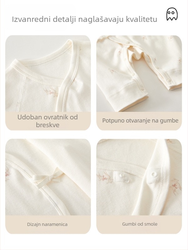 Bebin pamukasti kombinezon, bez kostiju, 0–6 mjeseci, s vezicama, monaški stil, jesenski