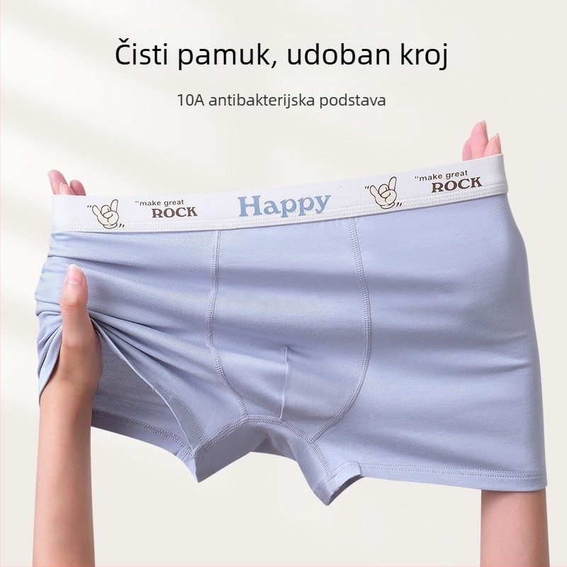 Tinejdžerske pamučne bokserice za razvojno razdoblje, antibakterijske i prozračne, srednji pojas, uzorak životinja ili slova/brojevi