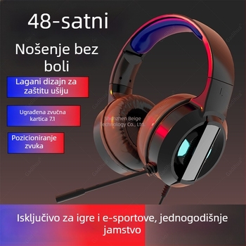 Gamer slušalice za PC, over-ear, USB kabel, mikrofon, 7.1 surround zvuk