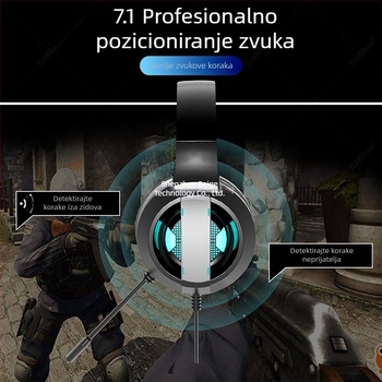 Gamer slušalice za PC, over-ear, USB kabel, mikrofon, 7.1 surround zvuk