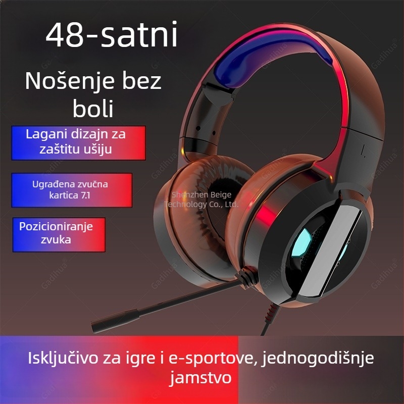 Gamer slušalice za PC, over-ear, USB kabel, mikrofon, 7.1 surround zvuk