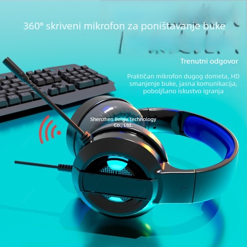 Gamer slušalice za PC, over-ear, USB kabel, mikrofon, 7.1 surround zvuk