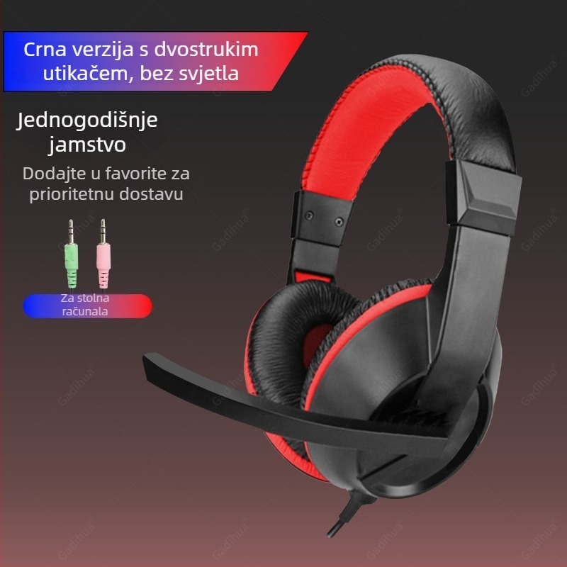 Gamer slušalice za PC, over-ear, USB kabel, mikrofon, 7.1 surround zvuk