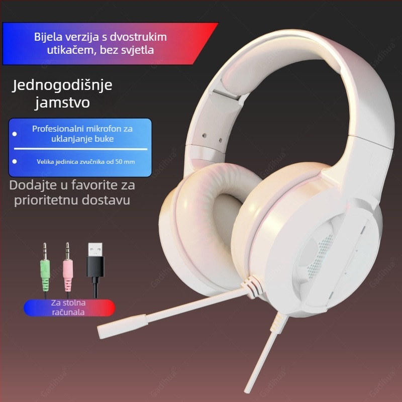 Gamer slušalice za PC, over-ear, USB kabel, mikrofon, 7.1 surround zvuk