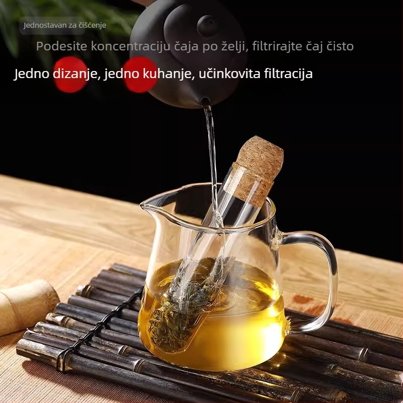 Čajni infuzor od termički otpornog stakla s filtrom, stil epruvete, jednostavan za korištenje, kreativan dizajn.