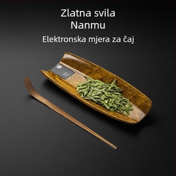 Rongshan Tang digitalna vaga za čaj od masivnog drveta Golden Silk Nan, s razdjelnikom za listove čaja i držačem čaja s prikazom težine.